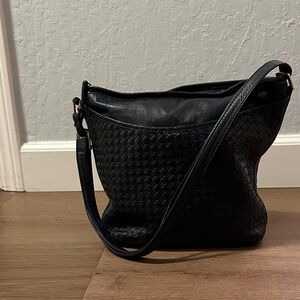 Vintage Leather Woven Shoulder Bag Ganson